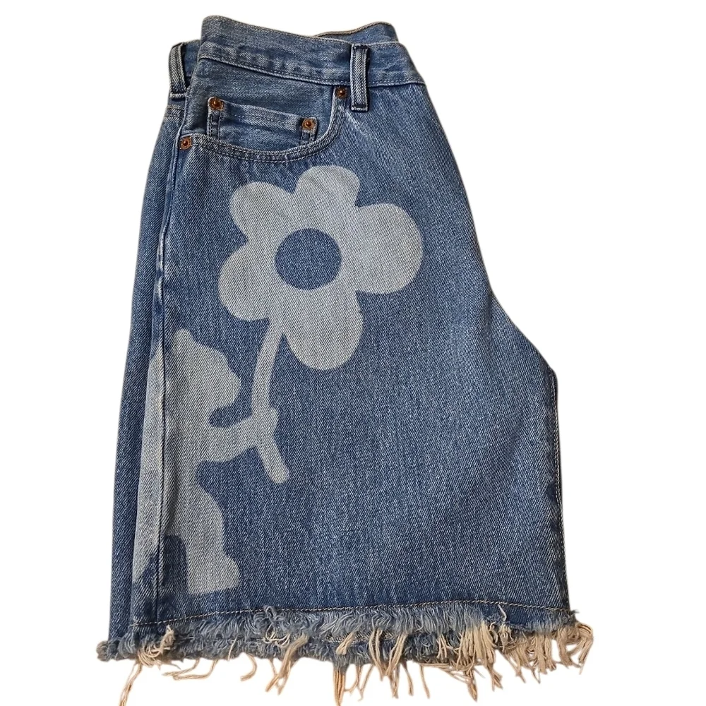Levis X Naomi osaka 93 Medium Wash Long Denim Shorts